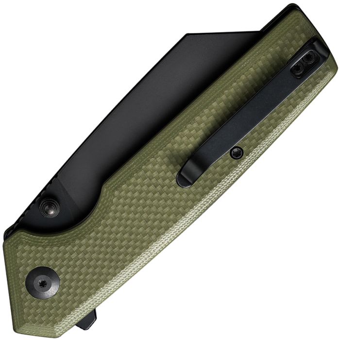 CIVIVI Amirite Button Lock Folding Knife Black Nitro V/OD Green Coarse G-10 C23028-3 View 2