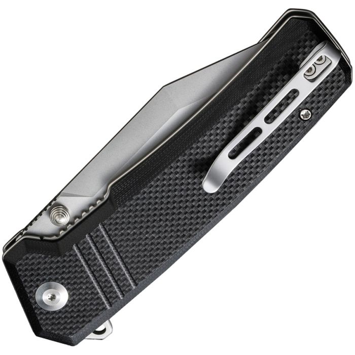 CIVIVI Bhaltair Linerlock Folding Knife Stonewash Tanto/Black Coarse G-10 C23024-1 View 2