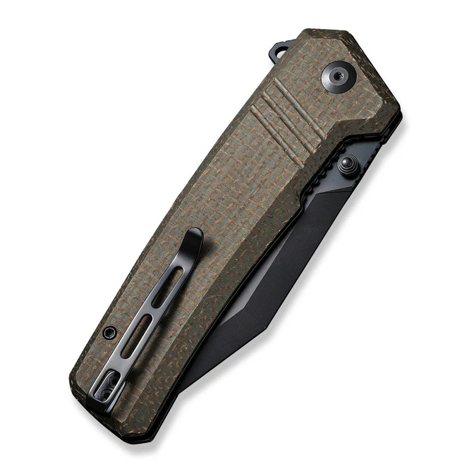CIVIVI Bhaltair Linerlock Folding Knife Black Tanto/Green Burlap Micarta C23024-3 View 2