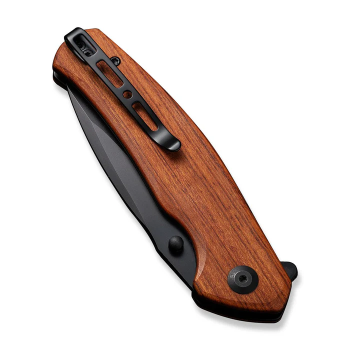 Sencut Slashkin Folding Knife Guibourtia Wood Handle Black D2 Drop Point Blade S20066-4 View 3