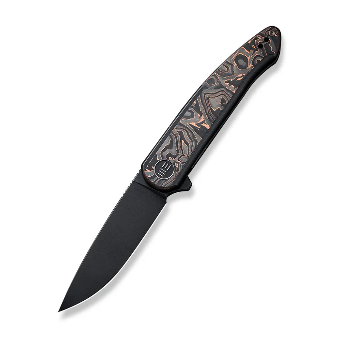 WE Knife Co Smooth Sentinel Folder Black TI Handle W/Copper Foil Carbon Fiber Inlay Black STN WSH 20CV Blade WE20043-6 View 2