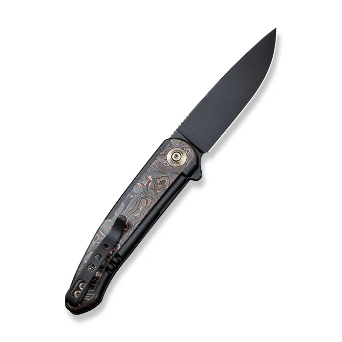 WE Knife Co Smooth Sentinel Folder Black TI Handle W/Copper Foil Carbon Fiber Inlay Black STN WSH 20CV Blade WE20043-6 View 1