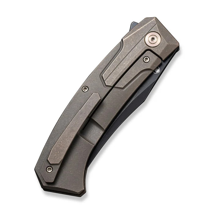WE Knife Co Shuddan Folding Knife Bronze TI Handle Black Stonewashed 20CV Blade WE21015-3 View 3