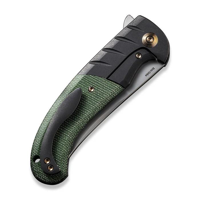 WE Knife Co Curvaceous Folder Black TI Handle W/Green Micarta Inlay BB 20CV Blade WE20012-2 View 3