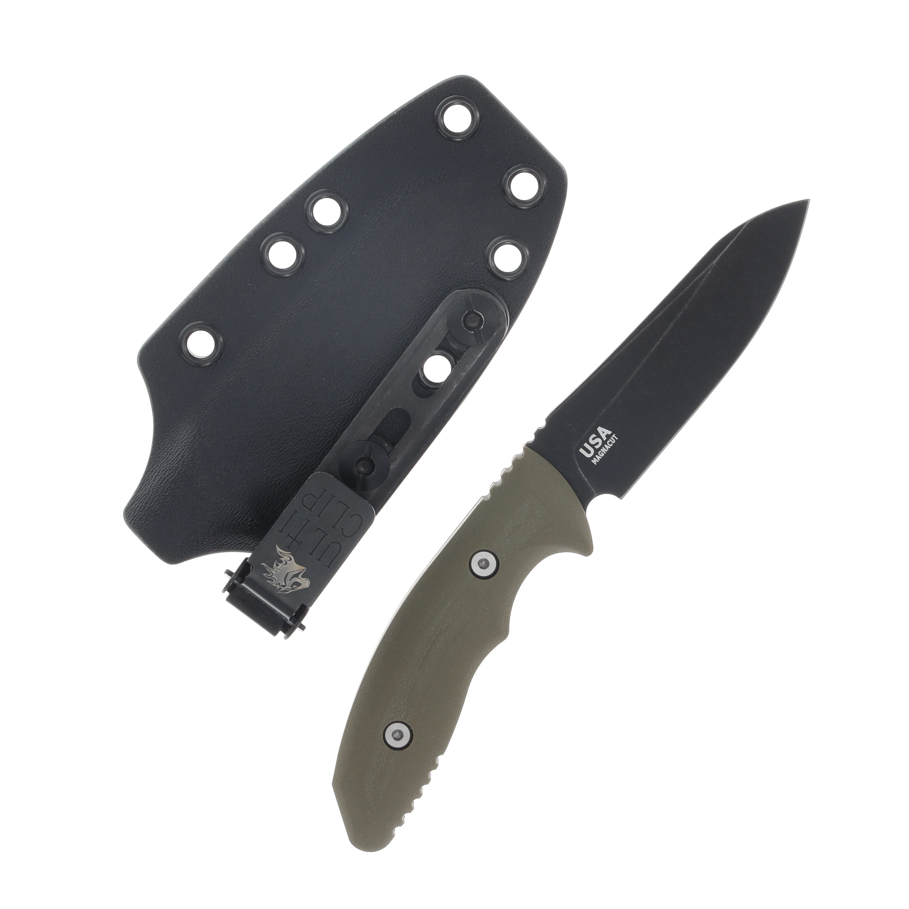 Hinderer Flashpoint Fixed Knife Black DLC Magnacut Sheepsfoot Blade OD Green G-10 Handle KFPSHFDLCOD View 2