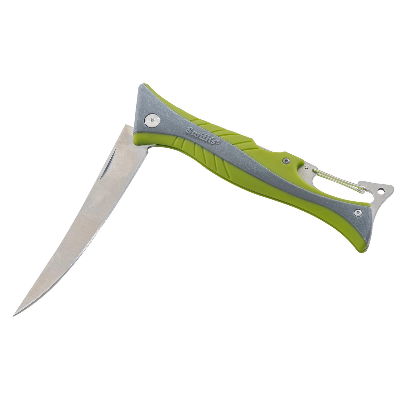 Smith's RegalRiver 4in Folding Flex Fillet Knife Green-Gray TPE Handle 400 Series SS Blade SA51383 View 1