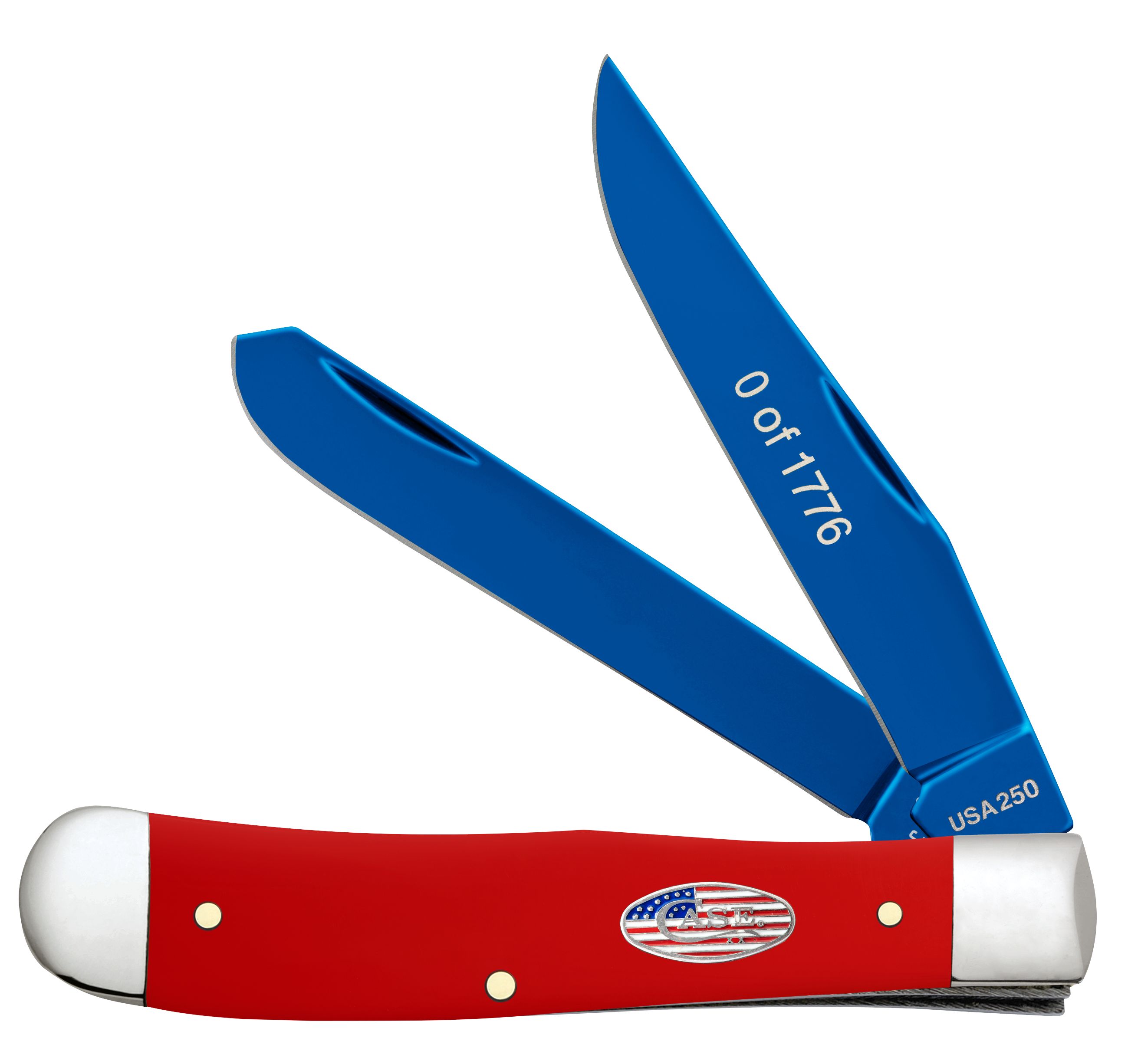 Case 250th Smooth Red Synthetic Trapper Folding Knife 4254 SS Patriotic Box 1-of-1776 CA25002 View 2