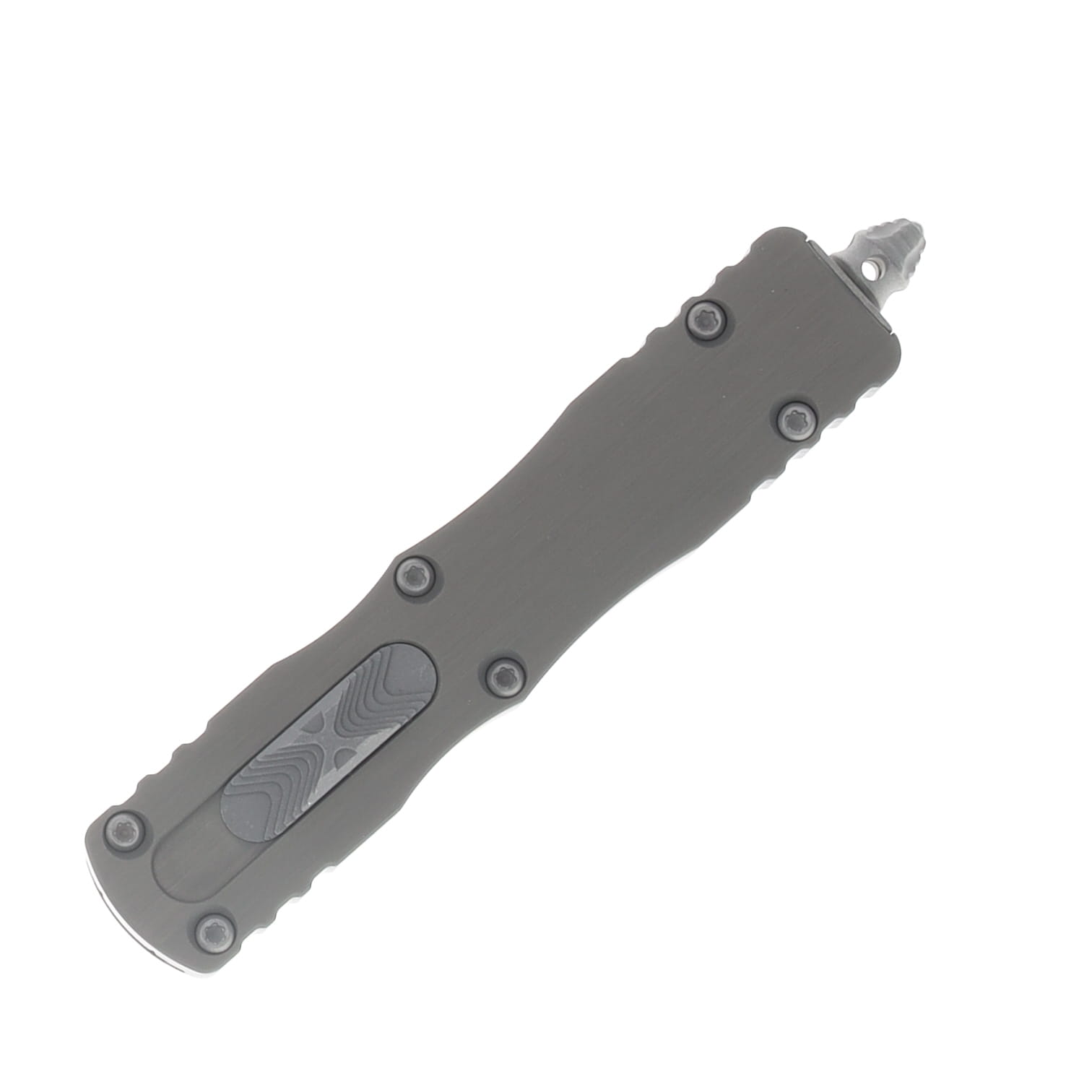 Microtech Dirac OTF Automatic Knife Serrated Apocalyptic D/E Natural Clear Aluminum AUMT22512APNC View 3