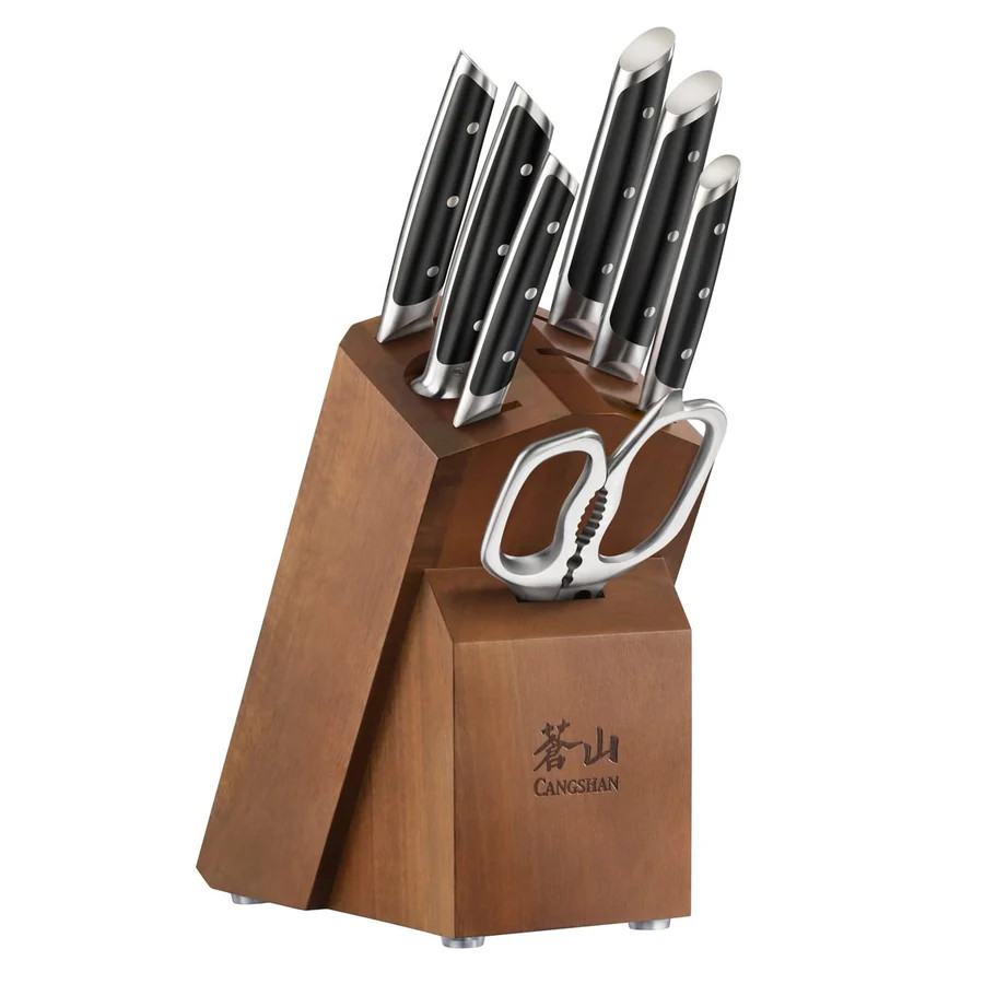 Cangshan Akka Series 8 pc Knife Block Set Acacia Block 10301857 View 3