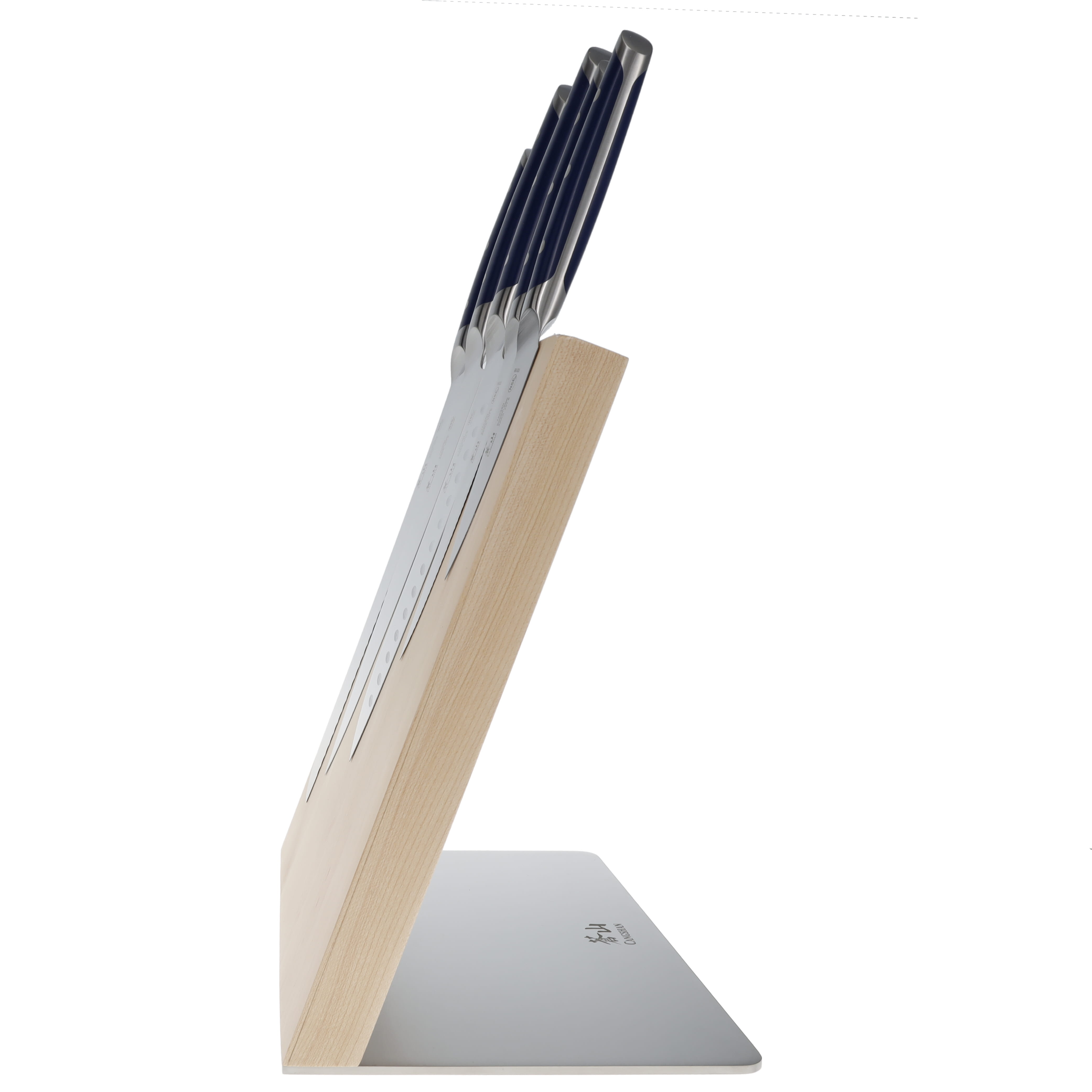 Cangshan Akka Series Royal Blue 6 pc Magnetic Knife Block Set Maple Block 10301861 View 8