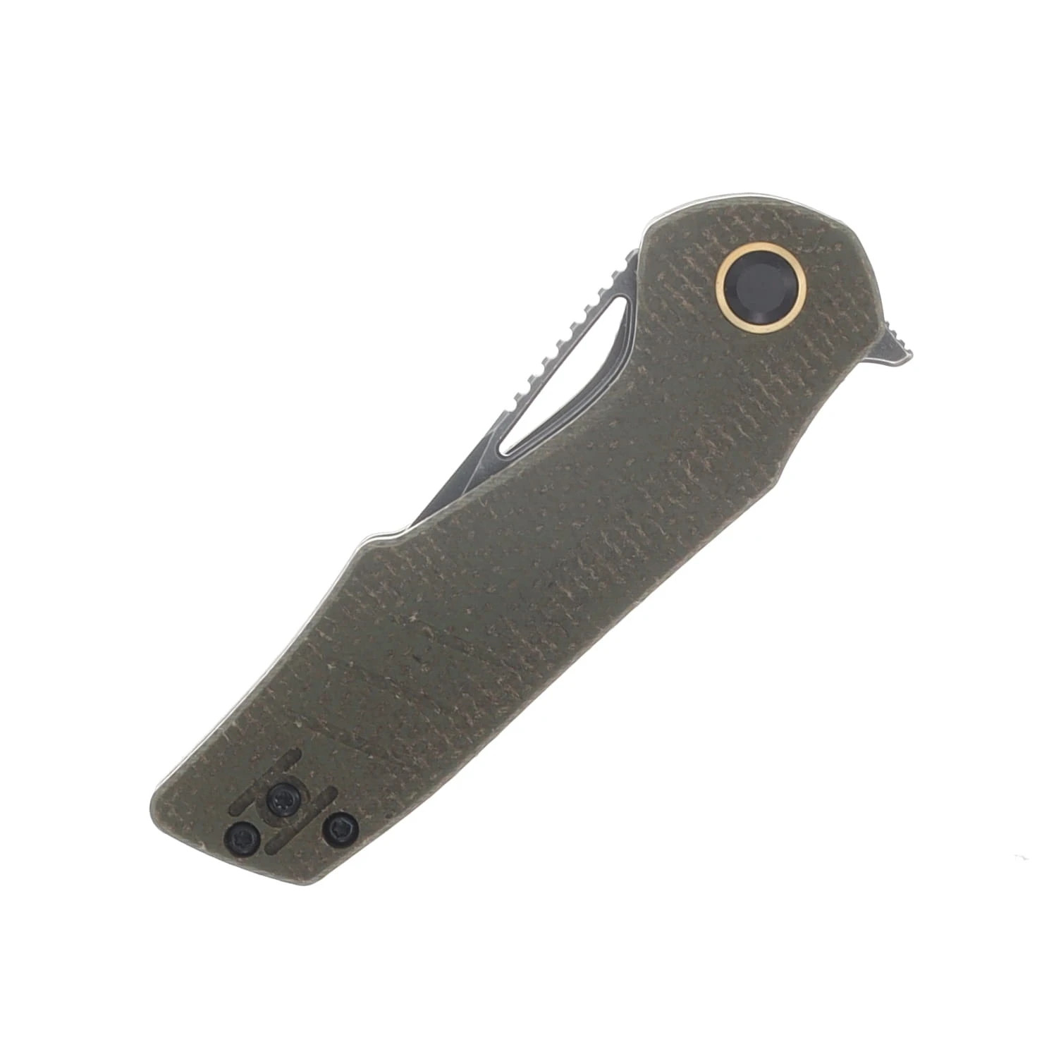 Grissom Knife and Tool Baby Zeus Linerlock Folding Knife Dark Stonewash/OD Green Micarta GKTBZ-ODMIC-DSW View 5