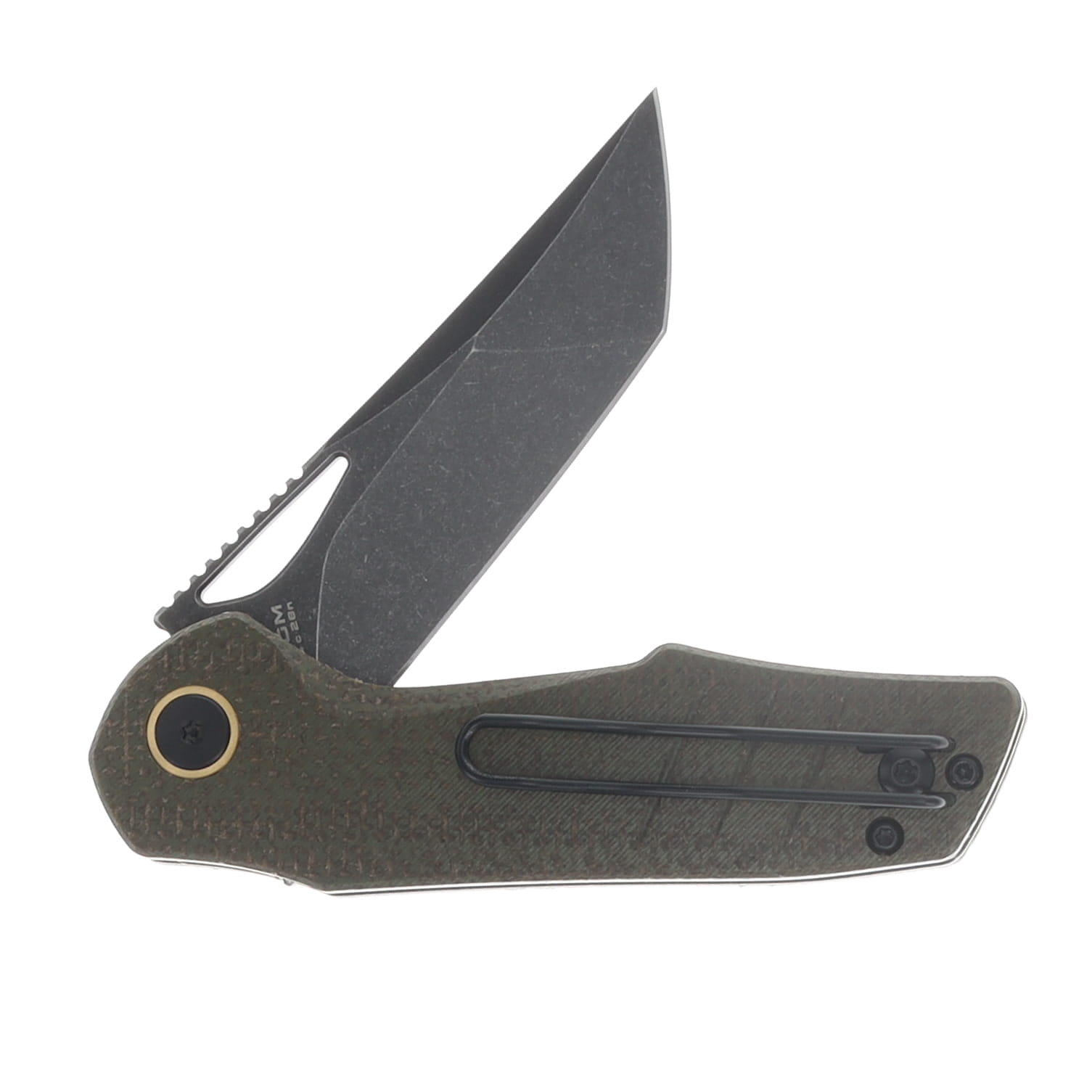 Grissom Knife and Tool Baby Zeus Linerlock Folding Knife Dark Stonewash/OD Green Micarta GKTBZ-ODMIC-DSW View 4