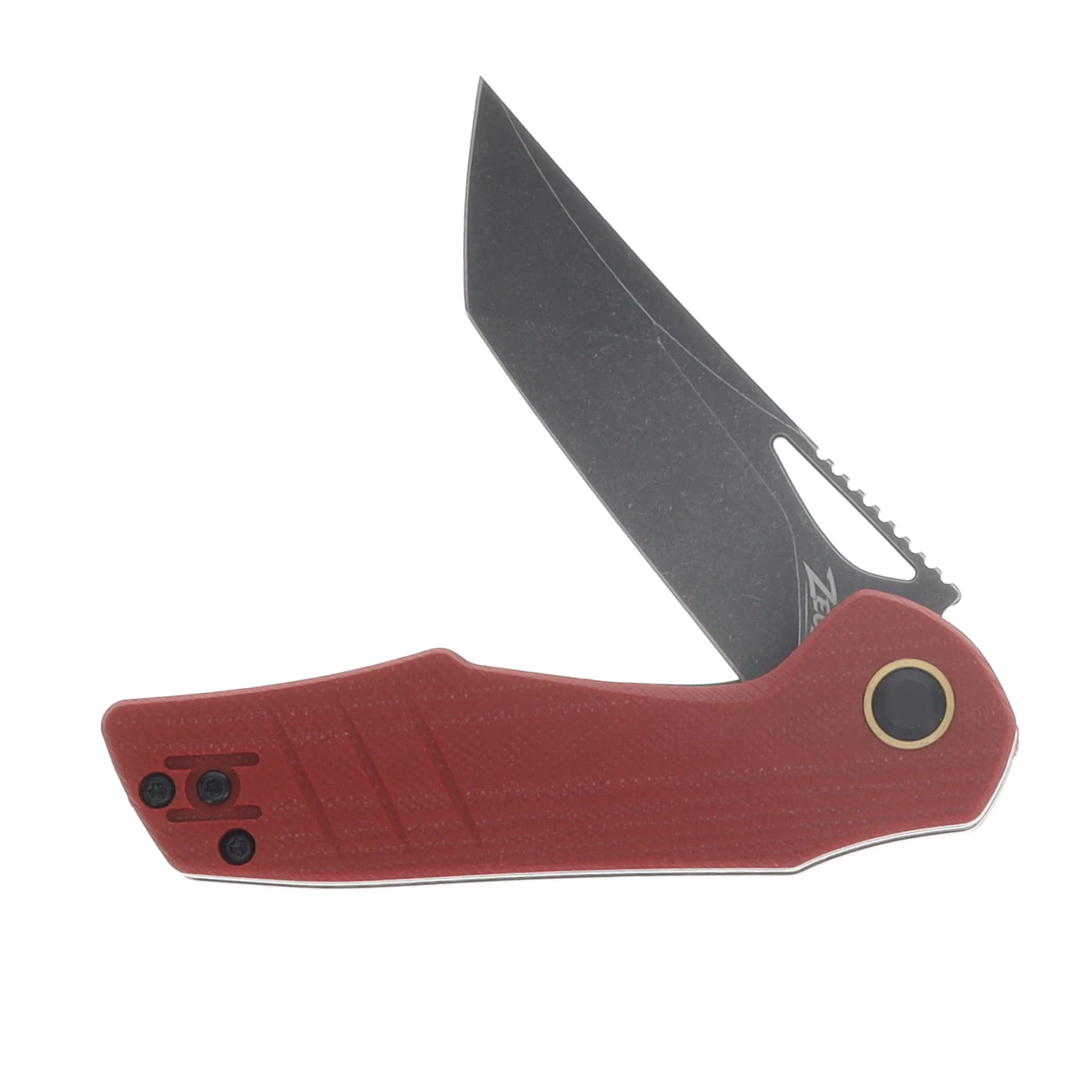 Grissom Knife and Tool Baby Zeus Linerlock Folding Knife Dark Stonewash/Red Micarta GKTBZ-RMIC-DSW View 3