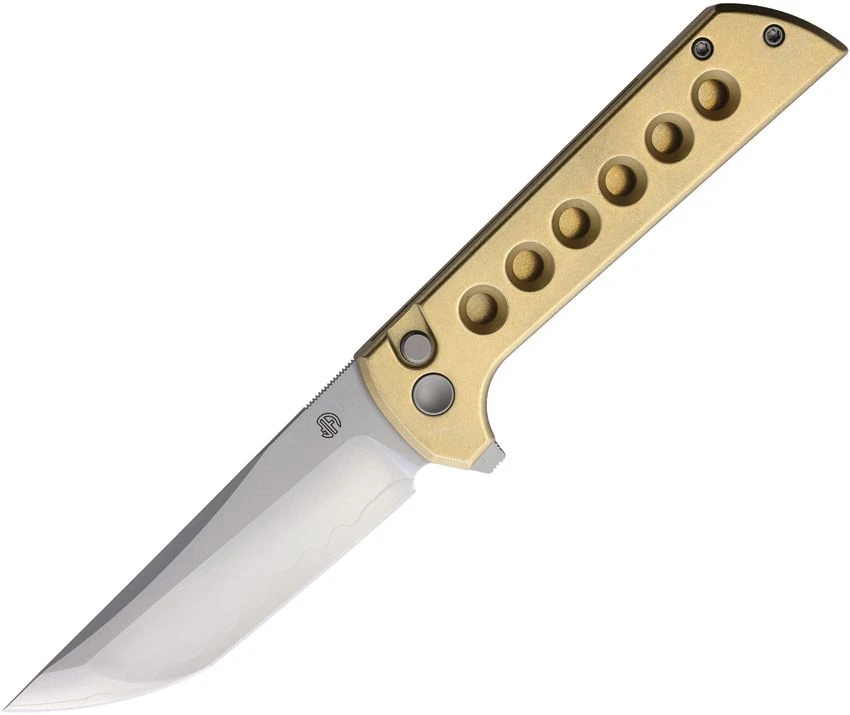 North Mountain Blade Chop 2 Button Lock Folder Bronze W/Holes Aluminum Handle View 1