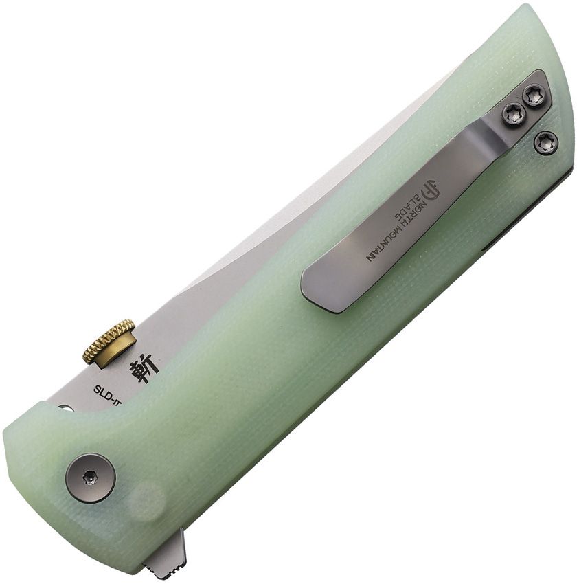 North Mountain Blade Chop 2 Button Lock Folder Jade G-10 Handle Tanto Blade NMB2406JD View 2