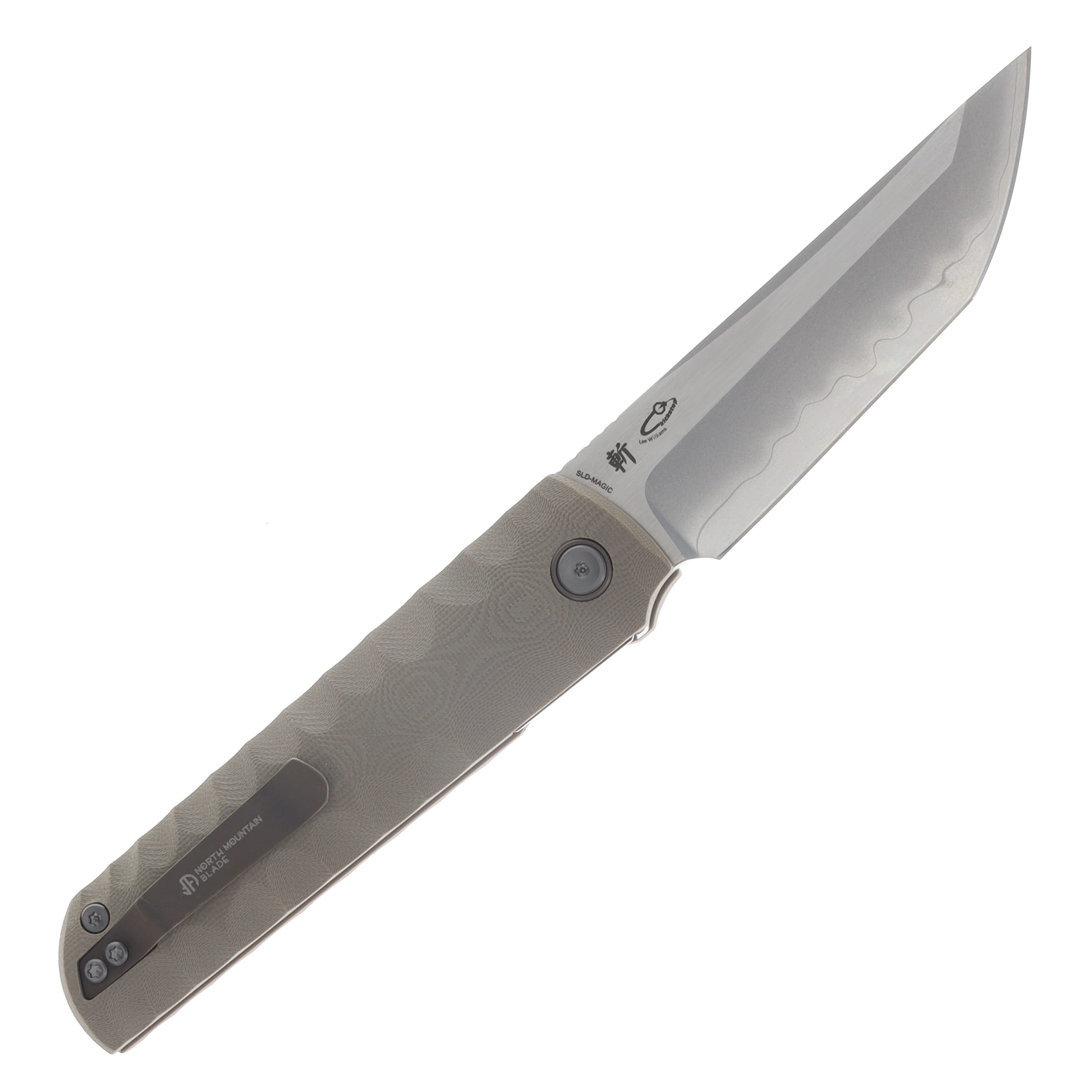 North Mountain Blade Kick Stop Chop Linerlock Folding Knife SLD-Magic/Khaki G-10 NMB2411BR View 2
