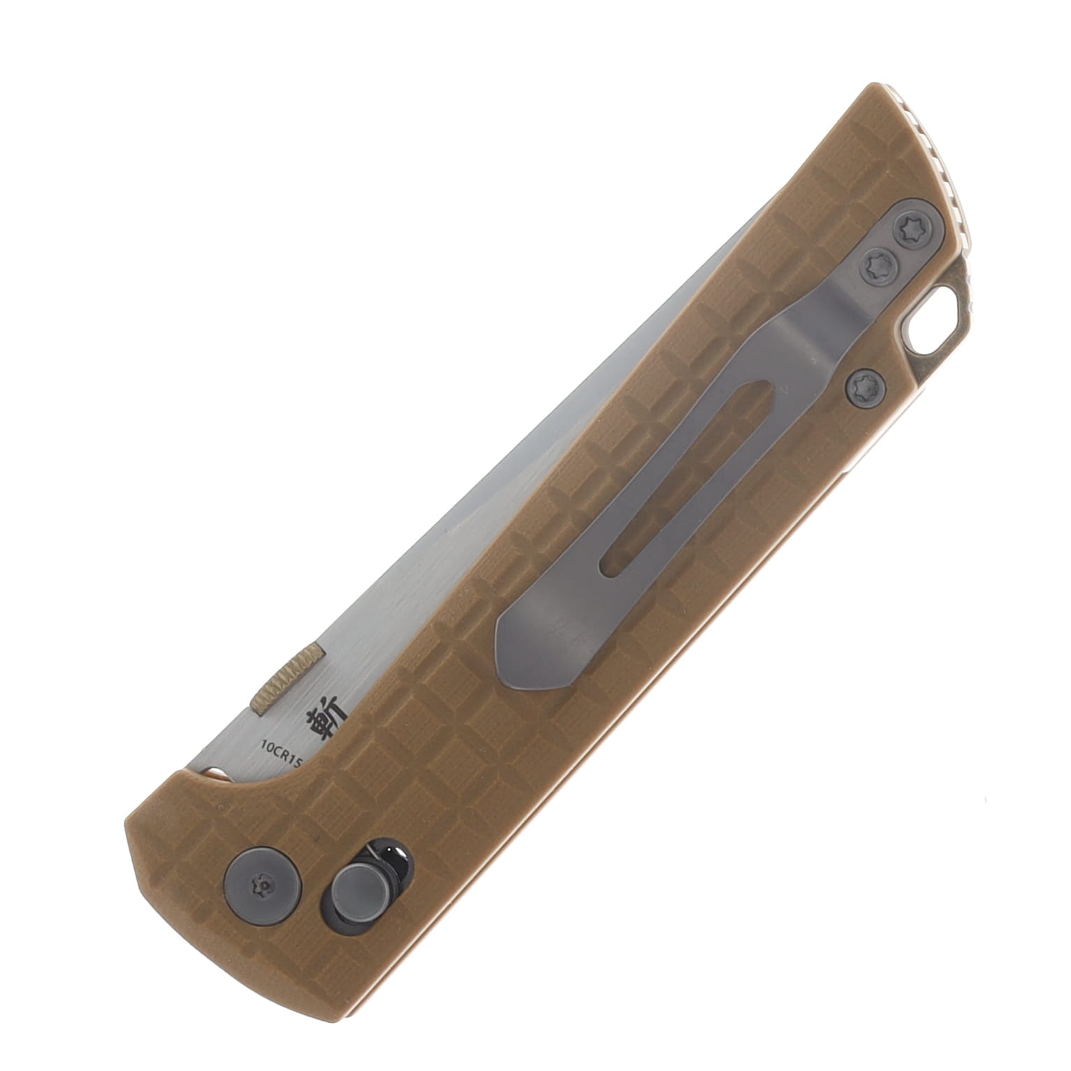 North Mountain Blade Chop 2 Crossbar Lock Folder Tan Frag G-10 Handle Tanto Blade NMB2418TANG5 View 6