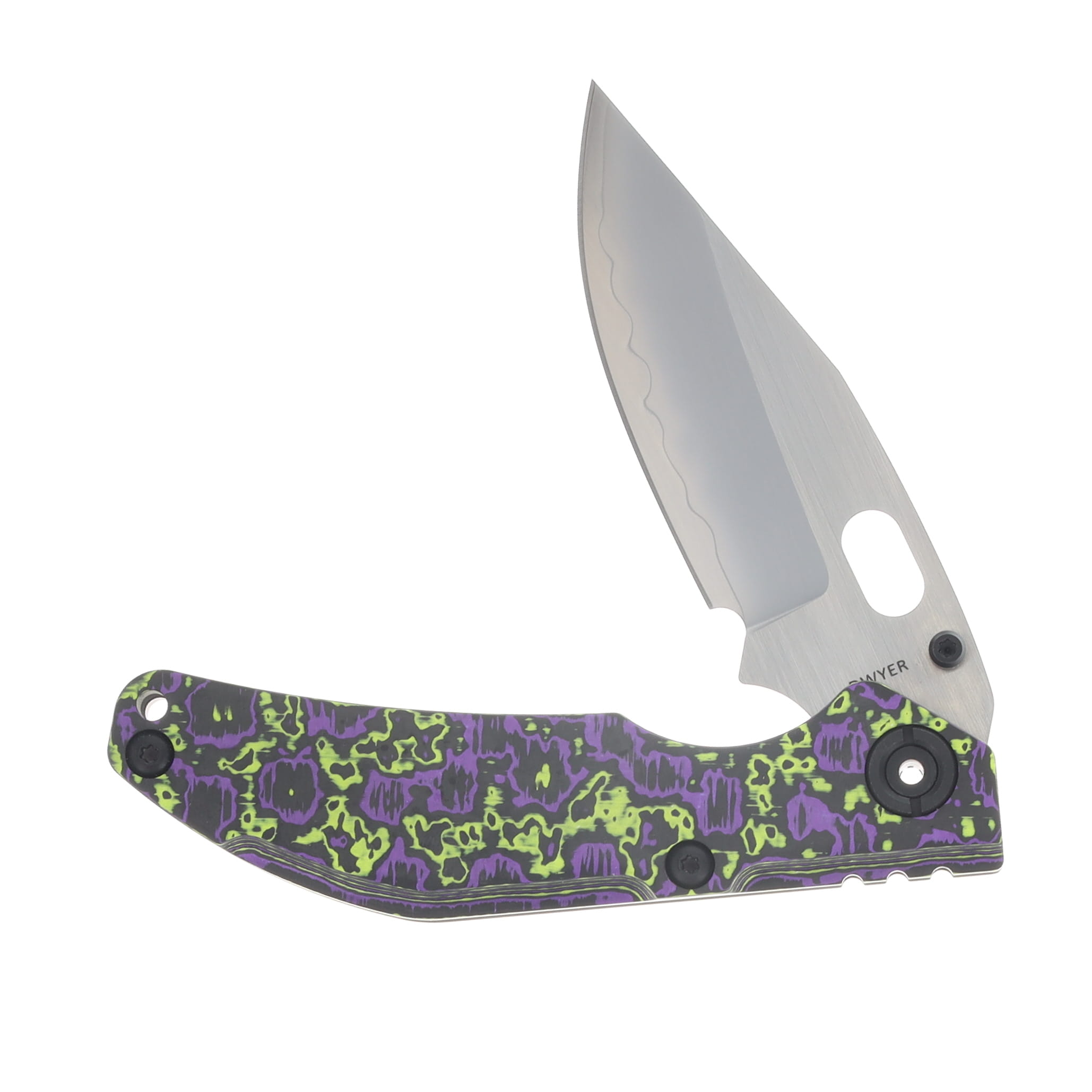 North Mountain Blade BBNM Framelock Folder Purple and Yellow Ceramic CF NMB2521PRGR View 3
