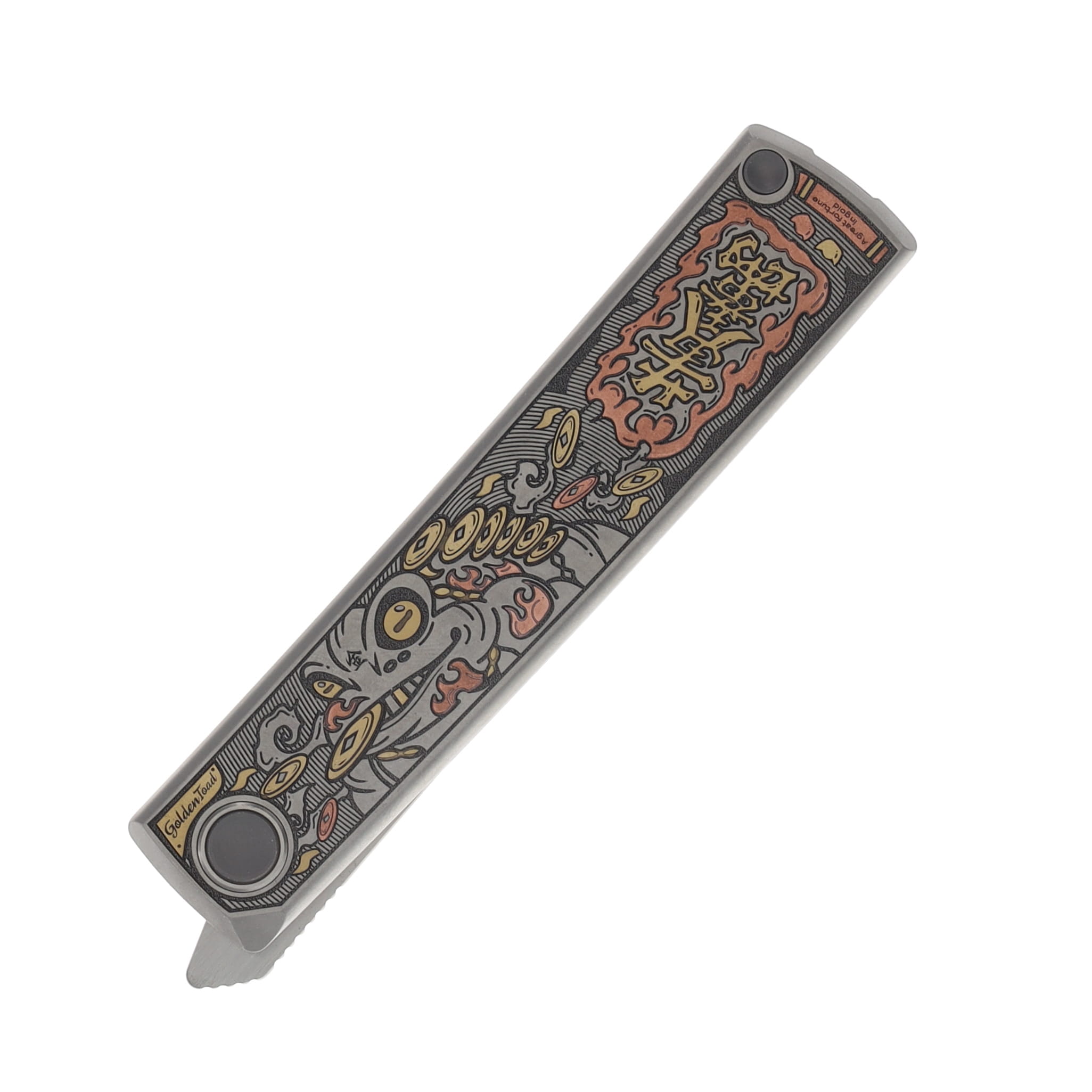 North Mountain Blade Kaiken Linerlock Folding Knife Golden Toad Titanium Handle NMBKKNGLDTD View 6