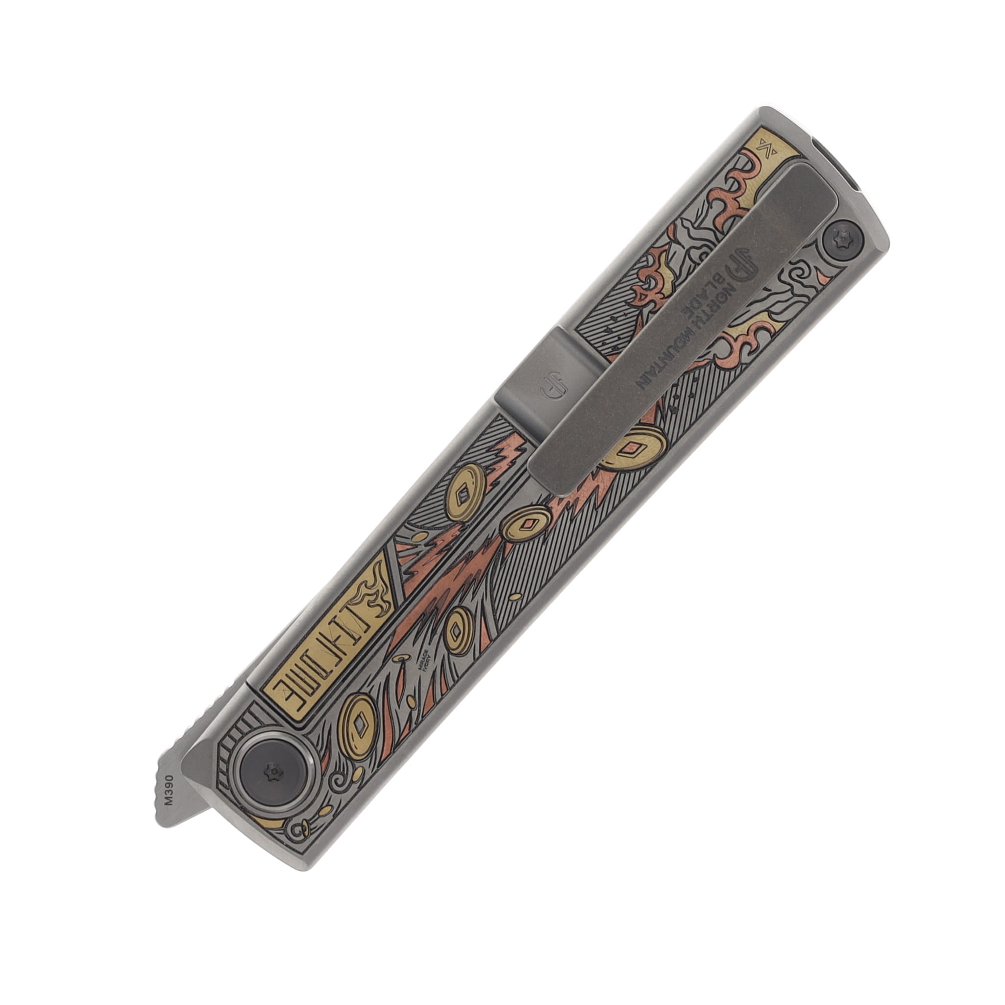 North Mountain Blade Kaiken Linerlock Folding Knife Golden Toad