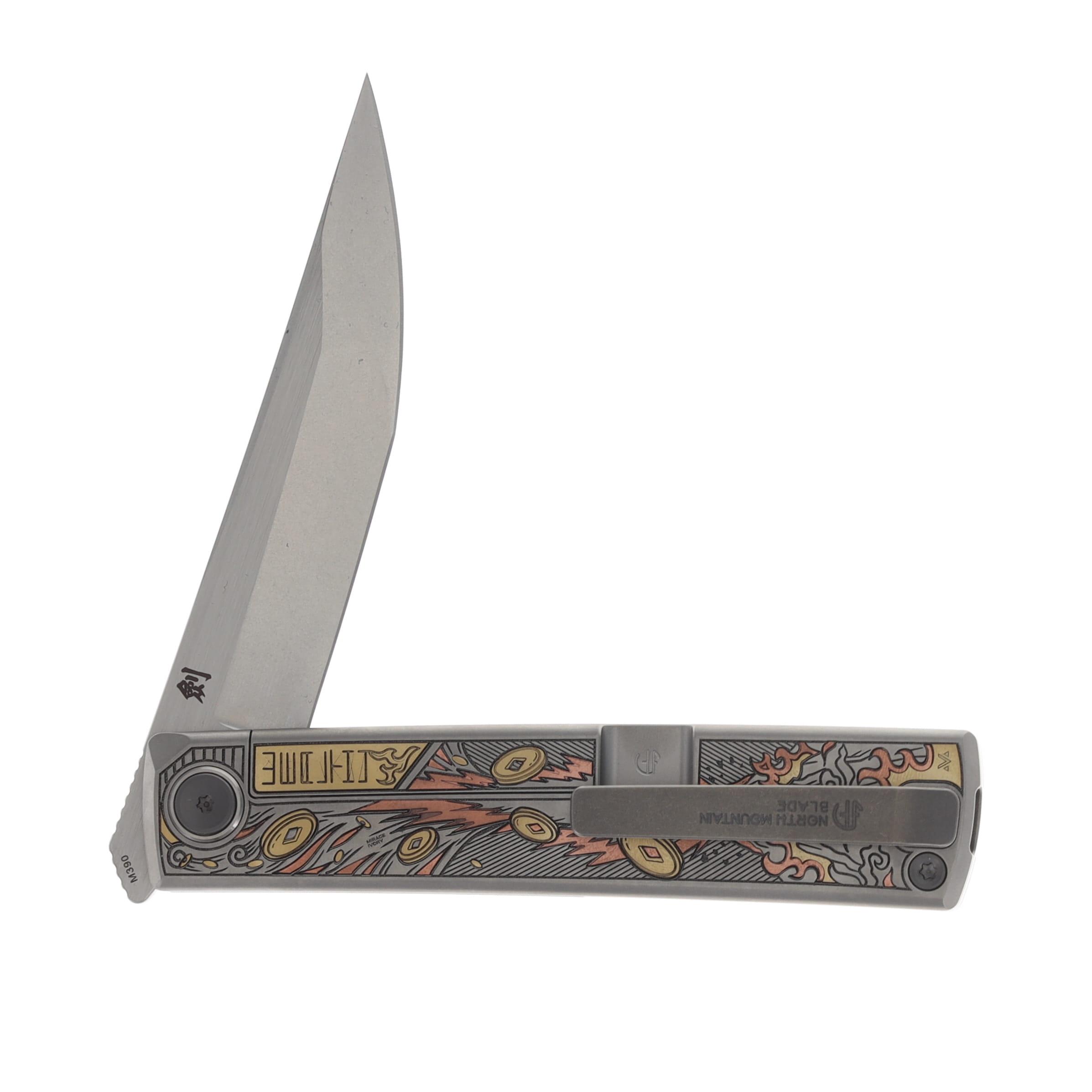 North Mountain Blade Kaiken Linerlock Folding Knife Golden Toad