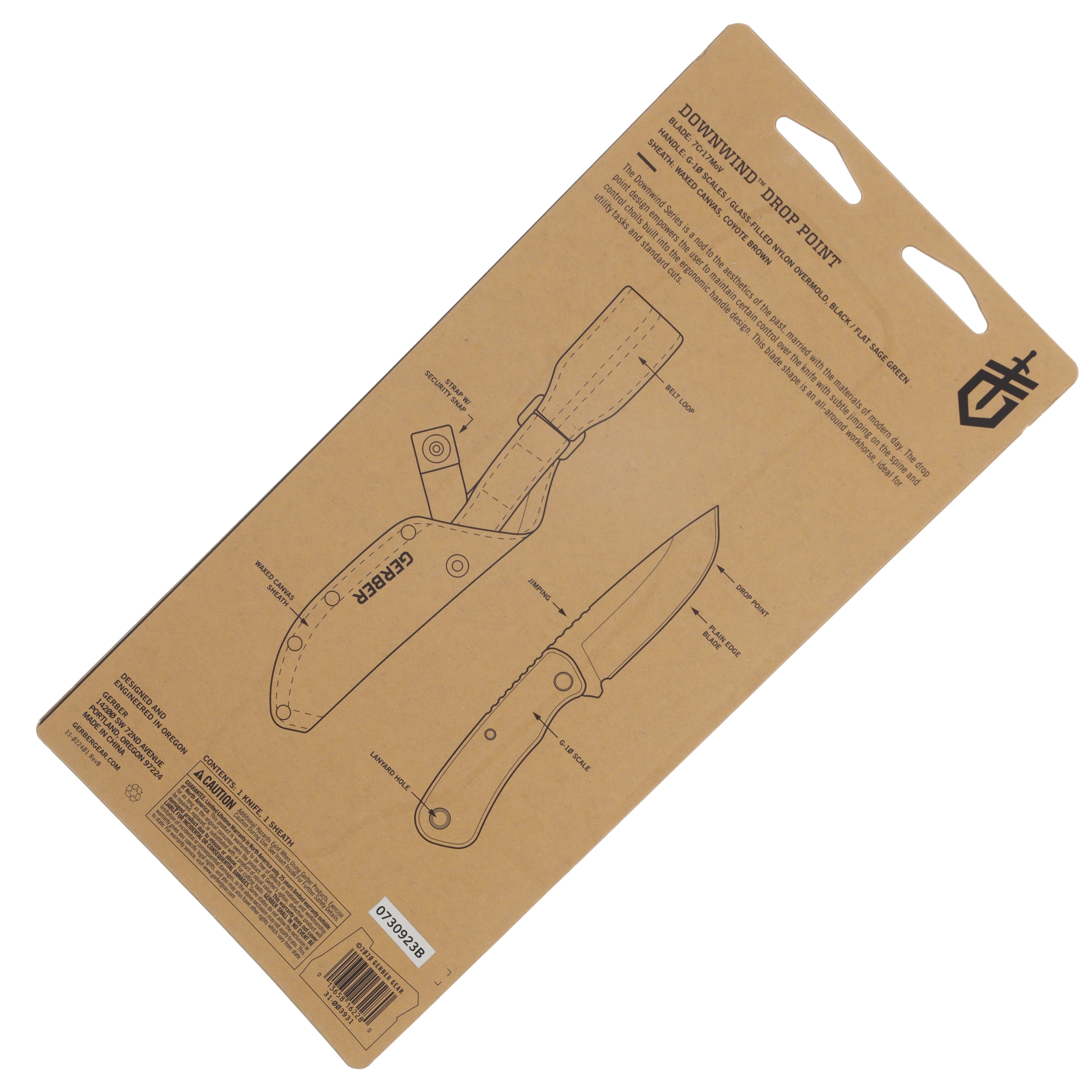 Gerber Downwind Drop Point Fixed Blade Green G3931 View 8