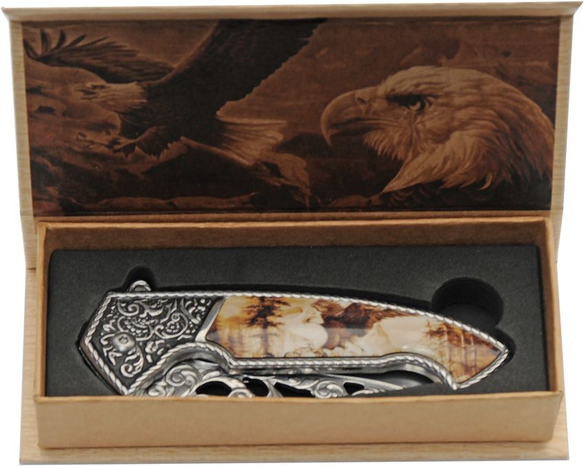 Fancy Eagle Heavy-Duty Framelock Folder with Gift Box (Satin) 300606EG View 3