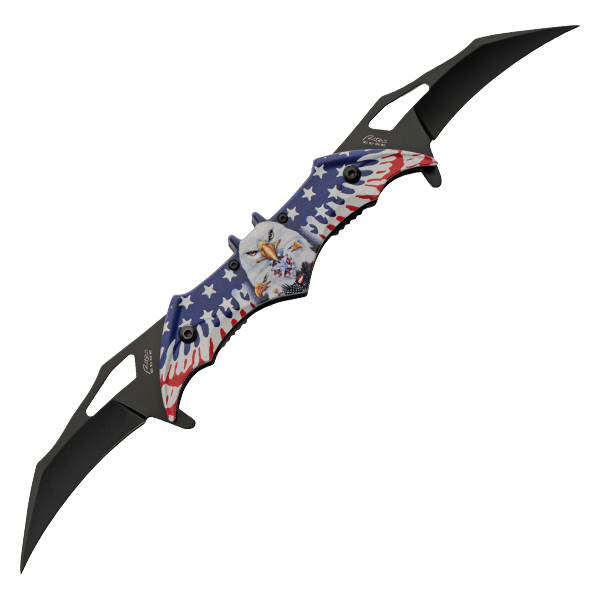 2-Blade Eagle Spring Assisted Open Folding Knife Black Stainless Blades 300609US View 1