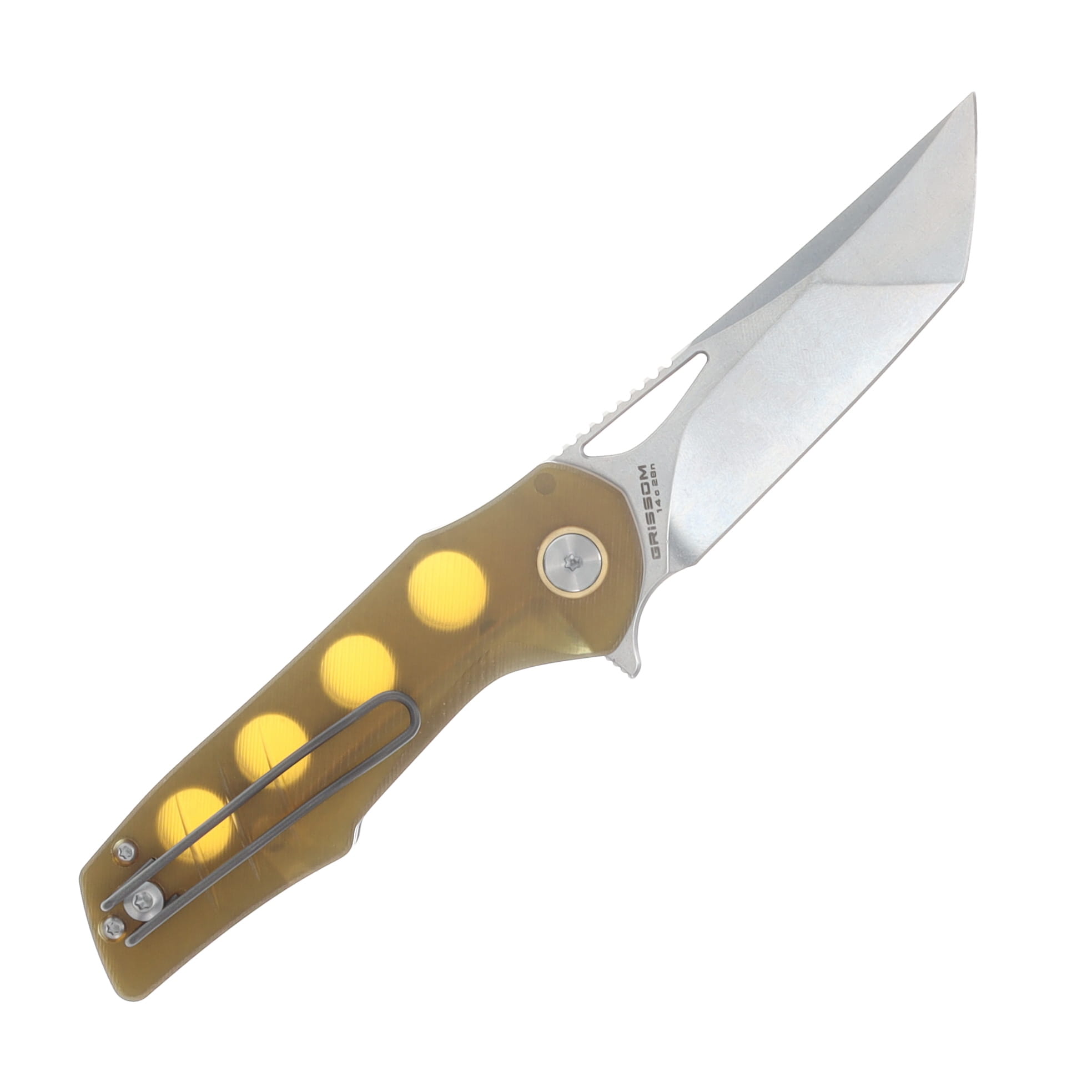Grissom Knife & Tool SMKW Exclusive Baby Zeus Folding Knife Ultem Handle Stonewash Tanto GKTBZ-ULTT-SW View 2