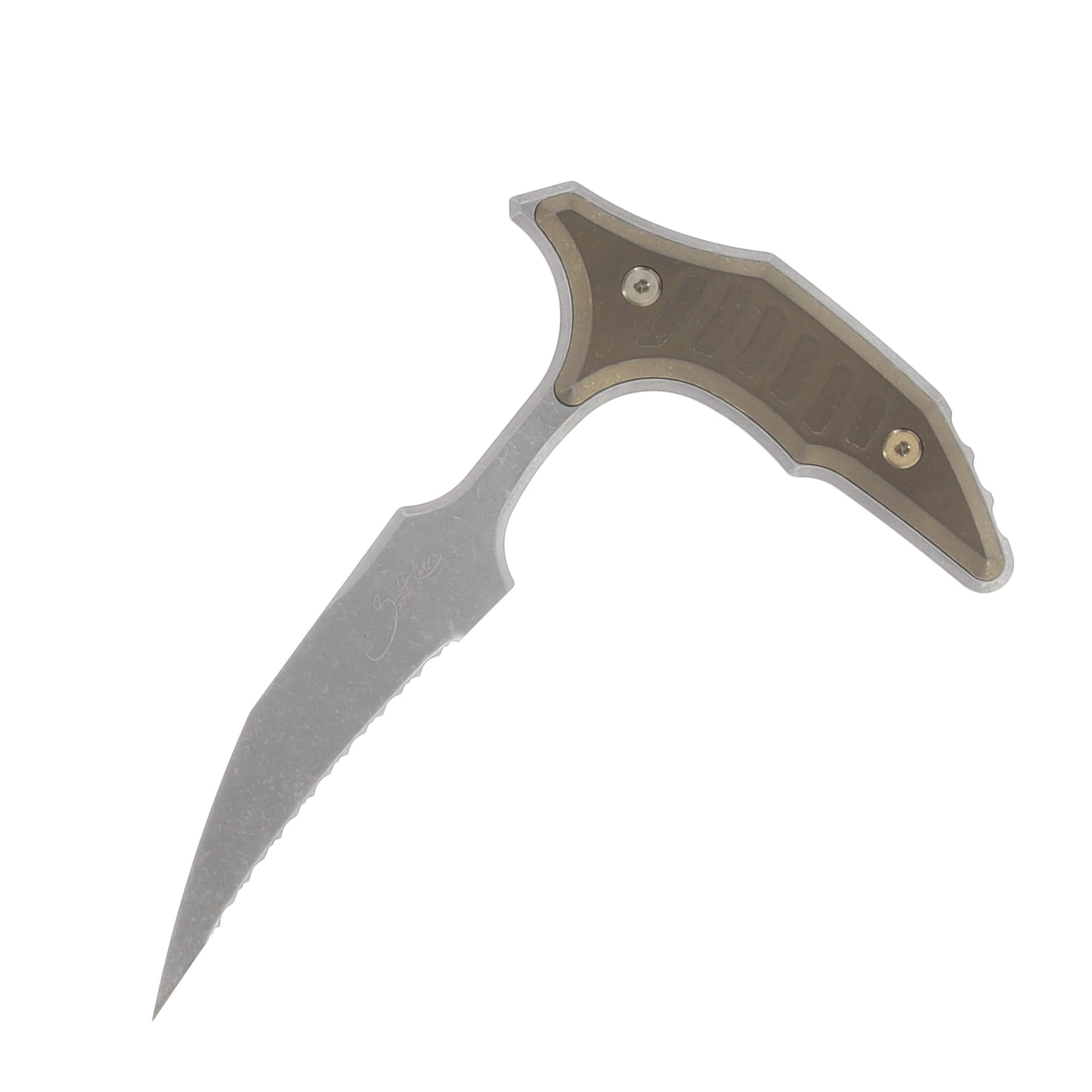 Marfione Select BEE Fixed Blade Push Dagger Serrated Apocalyptic with Bronze Titanium Hardware MT21812APMS2 View 3