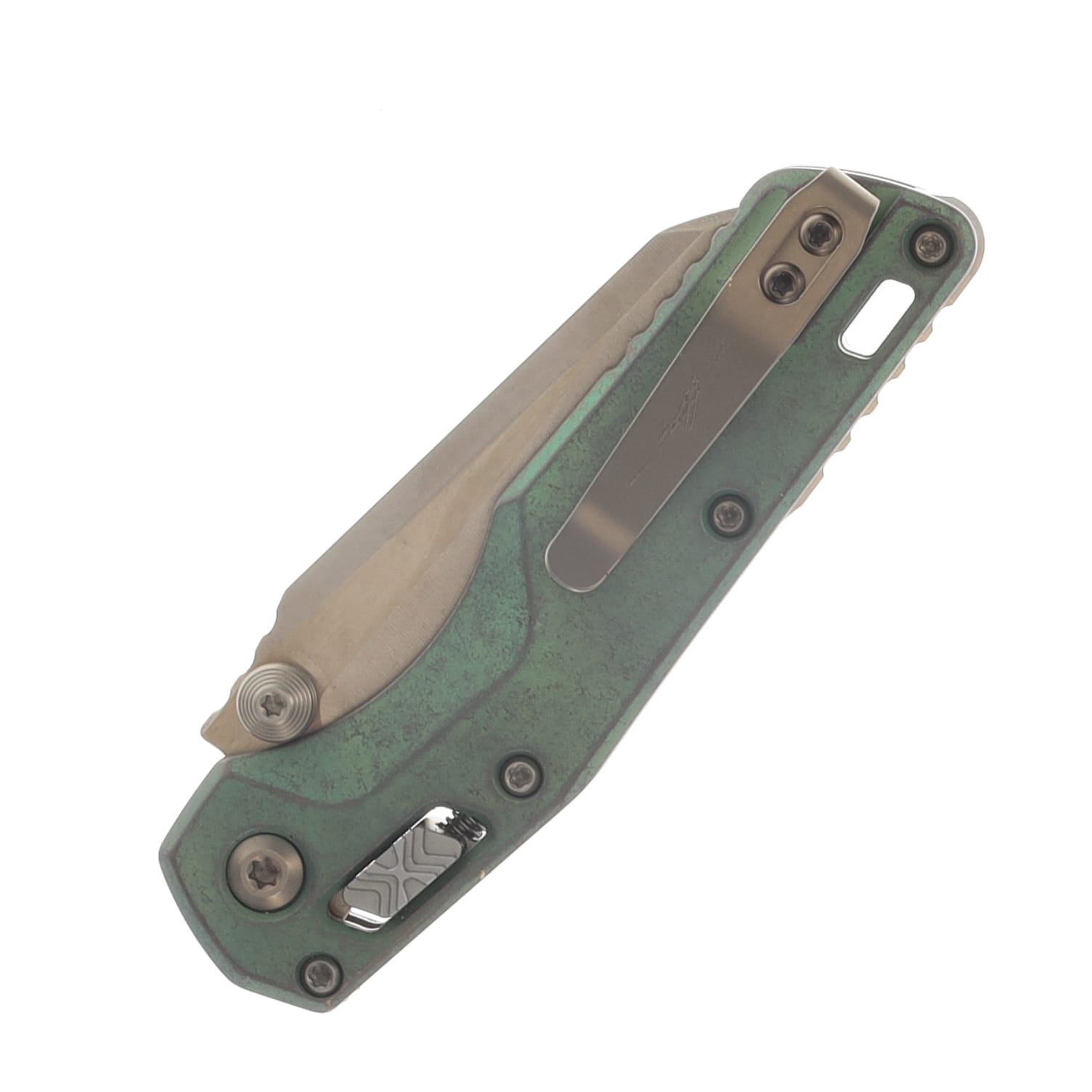 Marfione Select MSI Mini Crossbar Lock Folding Knife Bronze Stonewash S/E Antique Green Titanium Bronze Titanium Accents MT210M13MS2 View 6