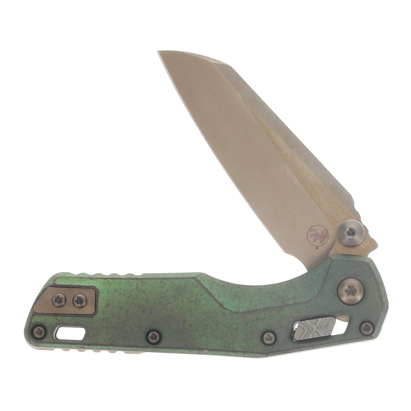 Marfione Select MSI Mini Crossbar Lock Folding Knife Bronze Stonewash S/E Antique Green Titanium Bronze Titanium Accents MT210M13MS2 View 3