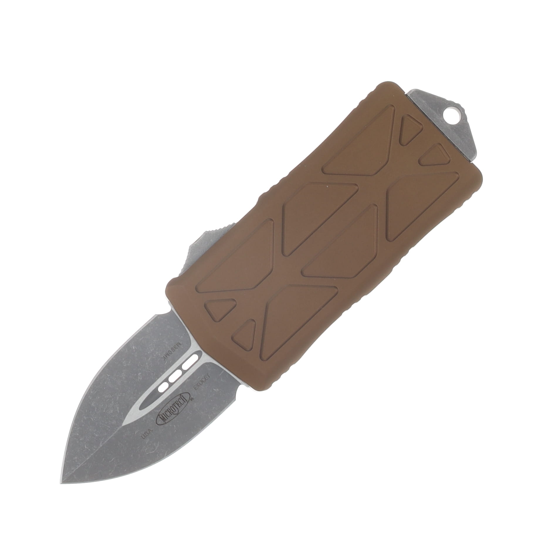 Microtech Exocet II OTF Automatic Knife Stonewash Apocalyptic S/E Tan AUMT15710APTA View 1