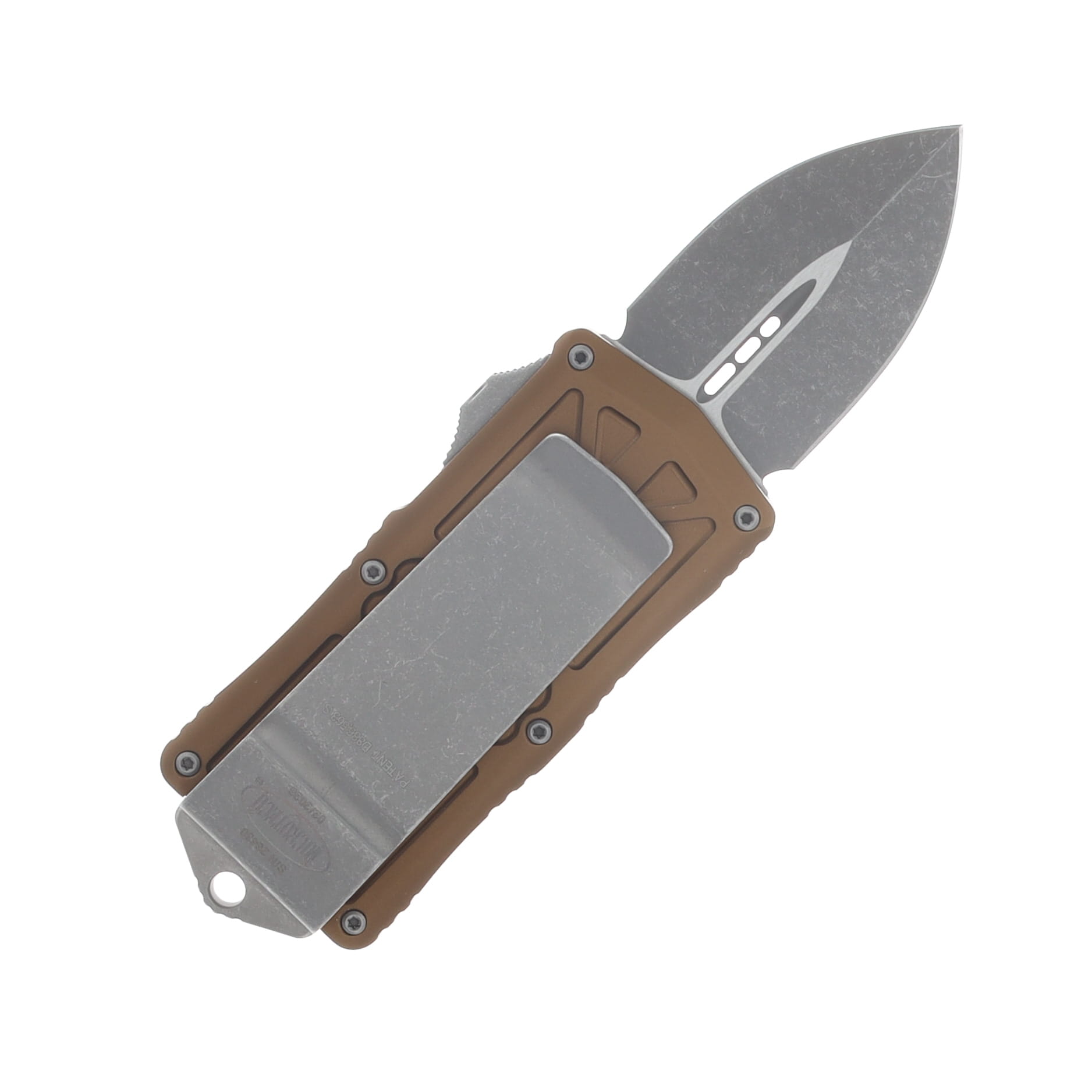 Microtech Exocet II OTF Automatic Knife Stonewash Apocalyptic S/E Tan AUMT15710APTA View 2