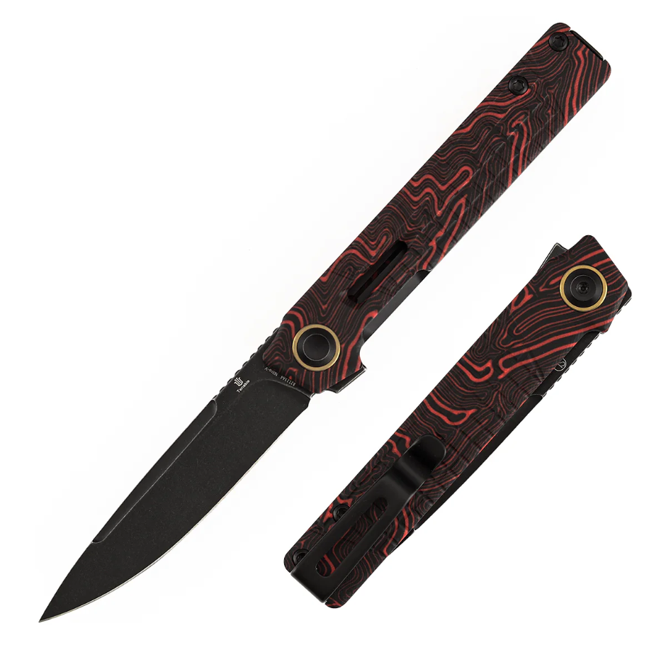Tenable Kitpu Linerlock Folding Knife Blackwash Nitro V/Red & Black G-Mascus B2123A4 View 1