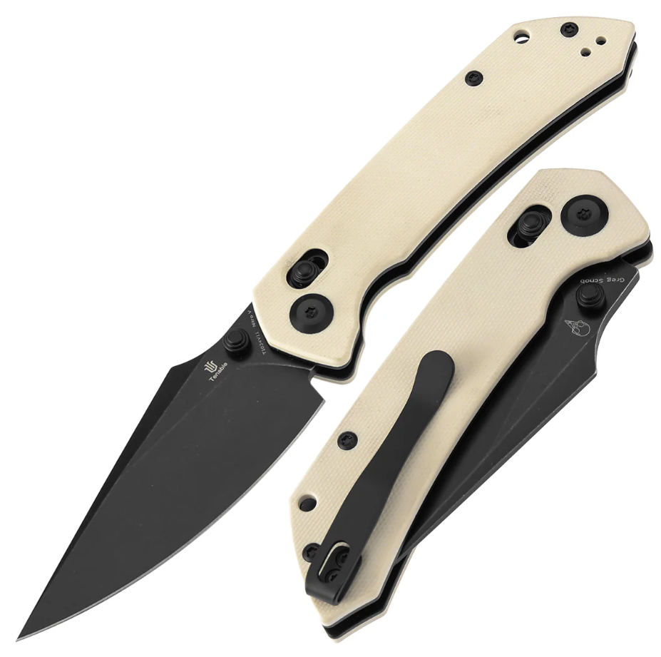 Tenable Fenrir Button Lock Folding Knife Blackwash Nitro-V/Ivory G-10 T1034V11 View 1