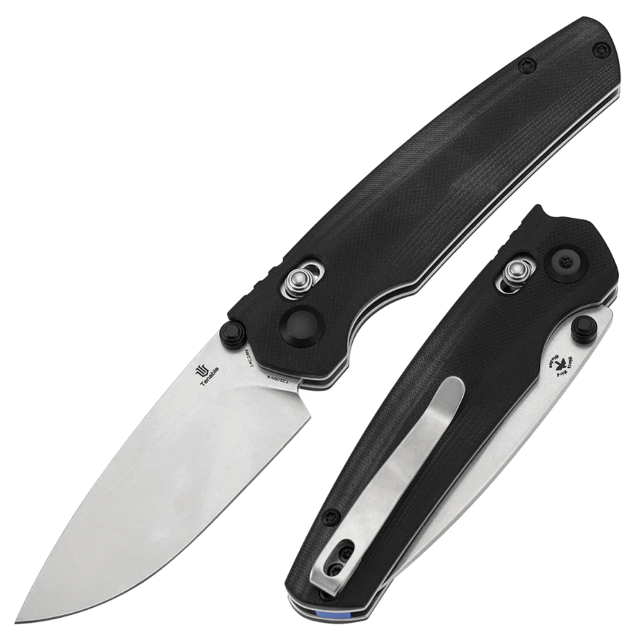 Tenable Raven Crossbar Lock Folding Knife Stonewash 14C28N/Black G-10 T2109V4 View 1