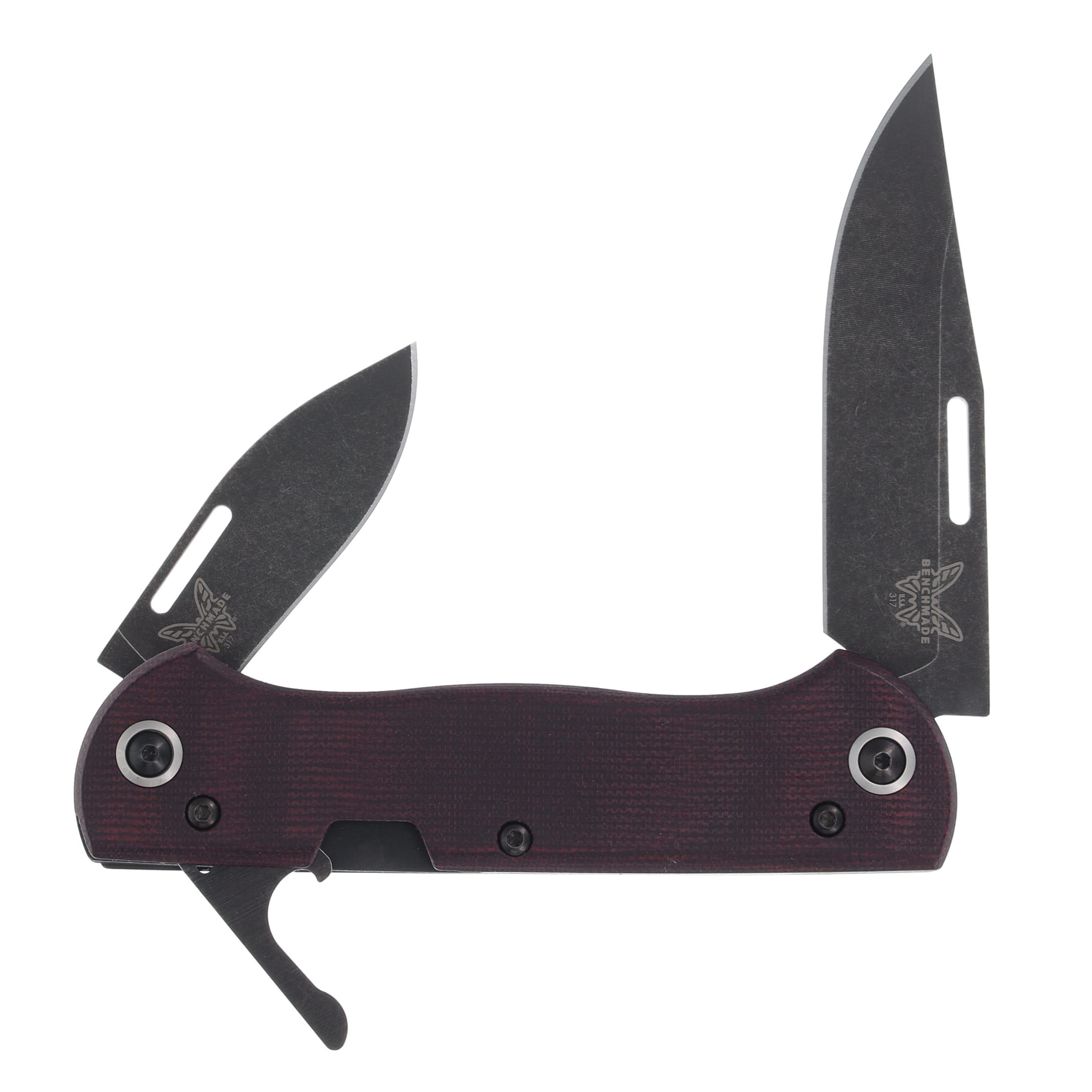 Benchmade Weekender Multi-Blade Folding Knife Burgundy Canvas Micarta BM317BK02 View 1