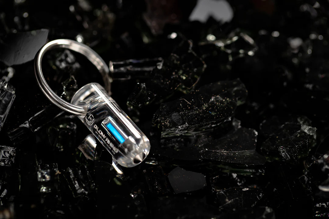 Glow Rhino Spark Glow Fob - Clear Plastic with M Blue Tritium SPARK-001-XB View 1