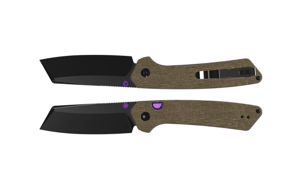 Kizer Madrac Folder Brown Norplex Ultrex Micarta Handle Black PVD Coated Blade V3693BSA1 View 1