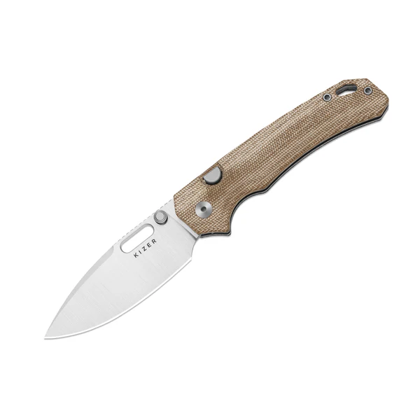 Kizer Outposter Folding Knife Brown Norplex Ultrex Micarta Handle Satin Nitro V Blade V3802BDA1 View 1