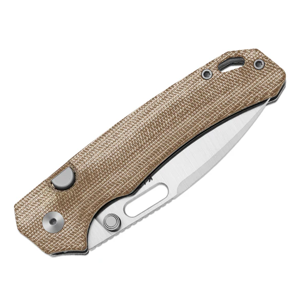 Kizer Outposter Folding Knife Brown Norplex Ultrex Micarta Handle Satin Nitro V Blade V3802BDA1 View 3