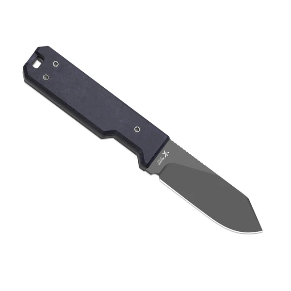 Kizer Abrams Fixed Knife Blue/Red Richlite-Carbon Waves Handle Matte DLC Ultra 3V Blade 1133A1 View 2