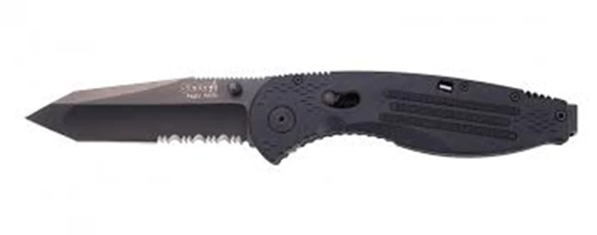 SOG Aegis AO Folder Black GRN Handle AUS-8 Black TiNi PS Tanto Point Blade SOG-AE04-BX View 1