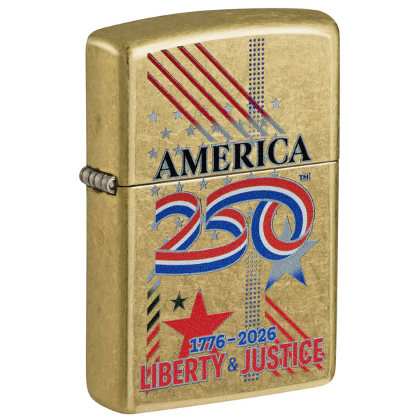 Zippo Lighter America 250th Ann. Liberty and Justice Design- Street Brass View 1
