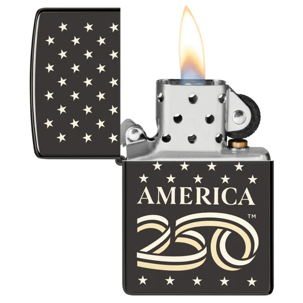 Zippo Lighter America 250th Ann. Stars Design- High Polish Black View 2