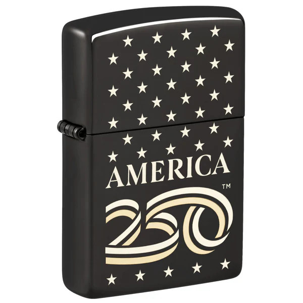 Zippo Lighter America 250th Ann. Stars Design- High Polish Black View 1