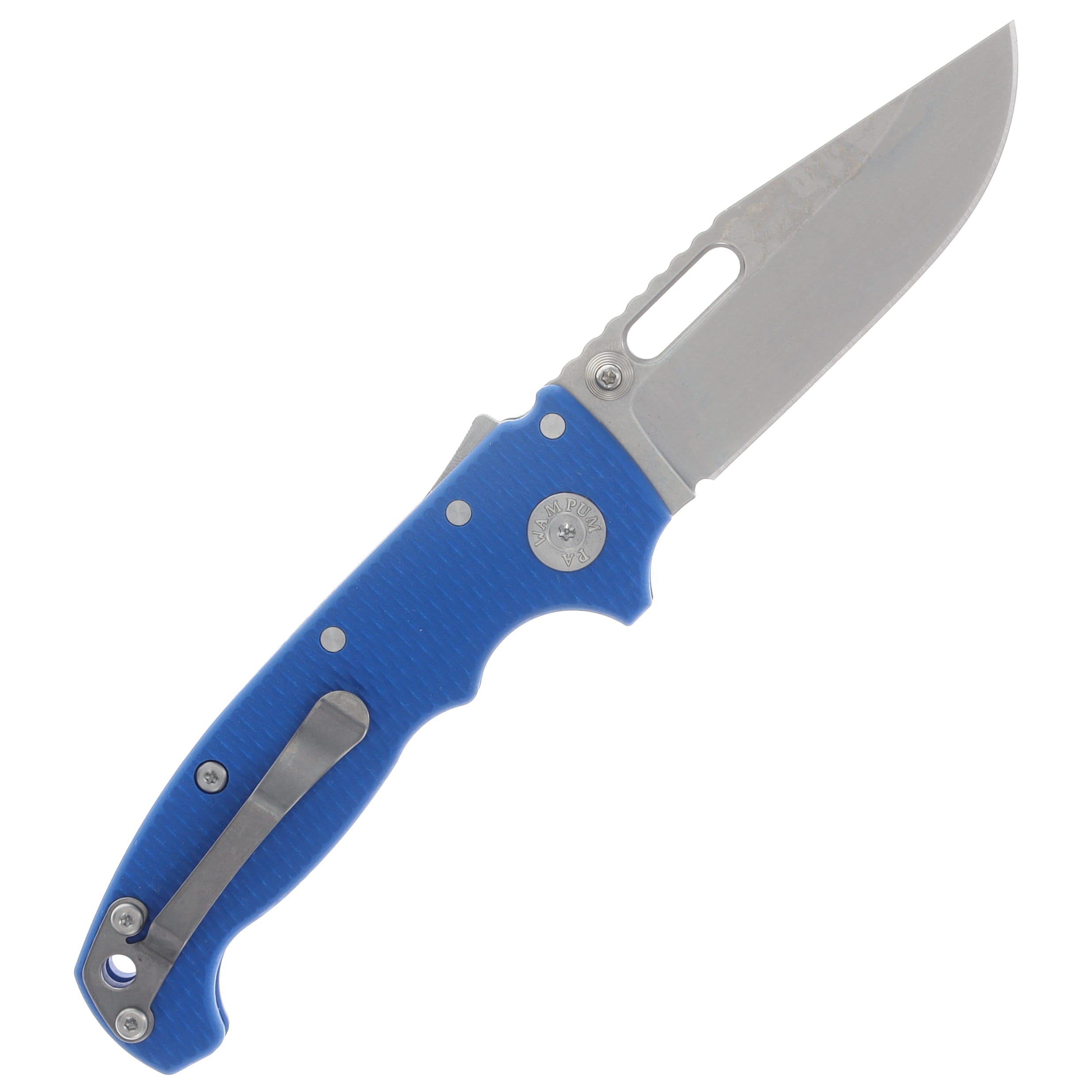Demko Knives AD20 Slim Folding Knife Magnacut Clip Point - Blue G10 AD20SLIM-MC-CLIP-G10-BLUE View 2