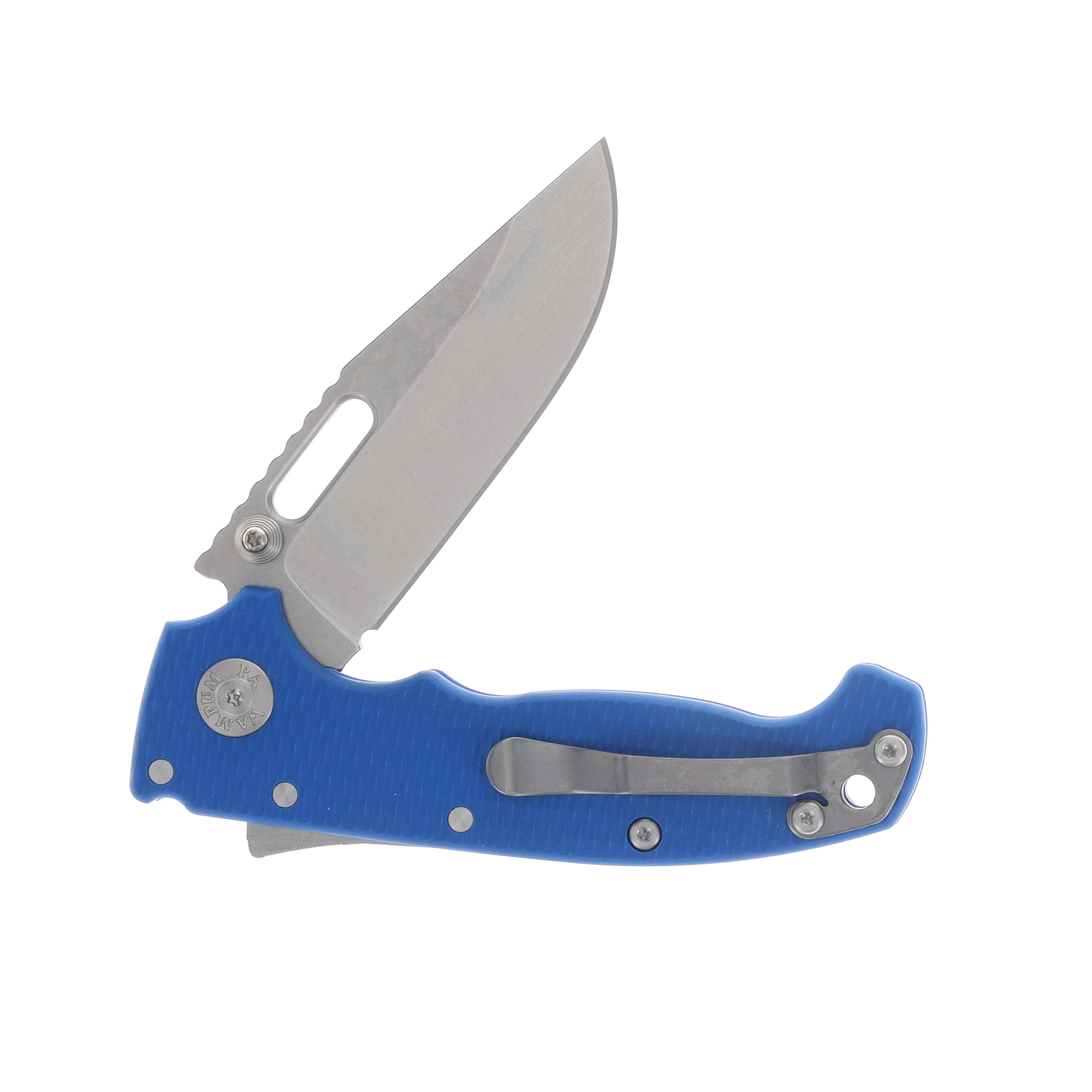 Demko Knives AD20 Slim Folding Knife Magnacut Clip Point - Blue G10 AD20SLIM-MC-CLIP-G10-BLUE View 4