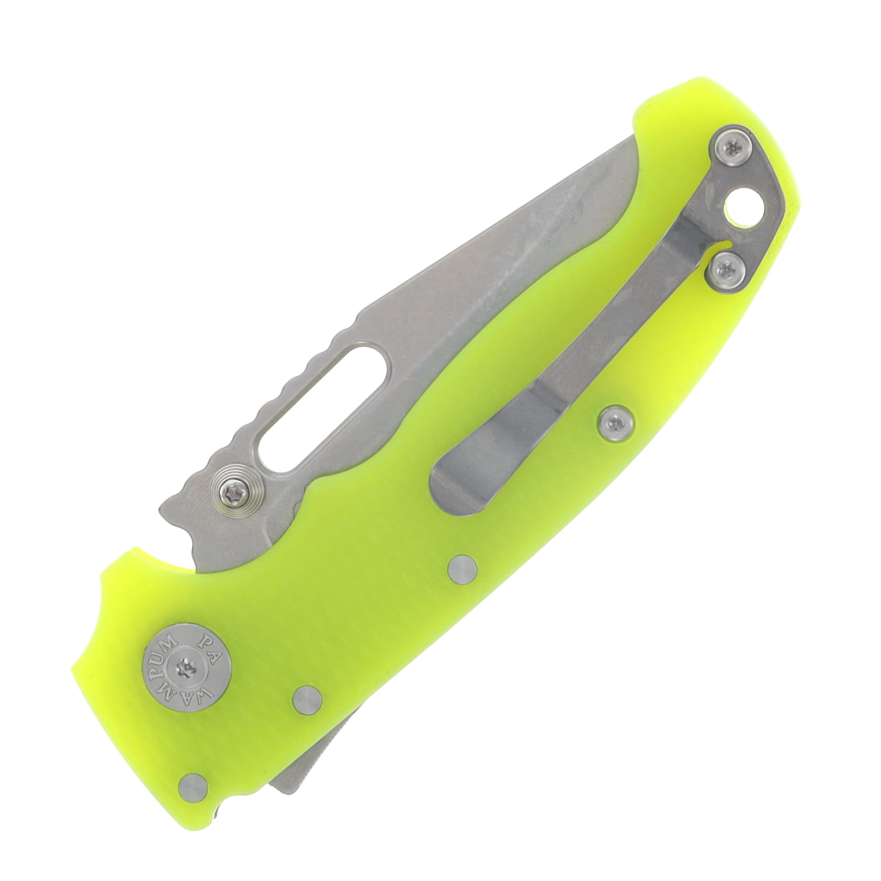 Demko Knives AD20 Slim Folding Knife Magnacut Clip Point - Dayglow G10 AD20SLIM-MC-CLIP-G10-DAYGLOW View 6